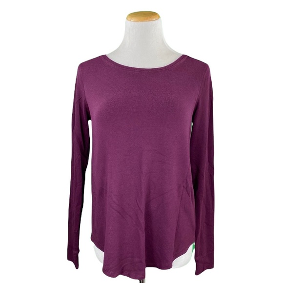 LOFT Purple Oversized Long Sleeve Scoop Neck Knit Tee
